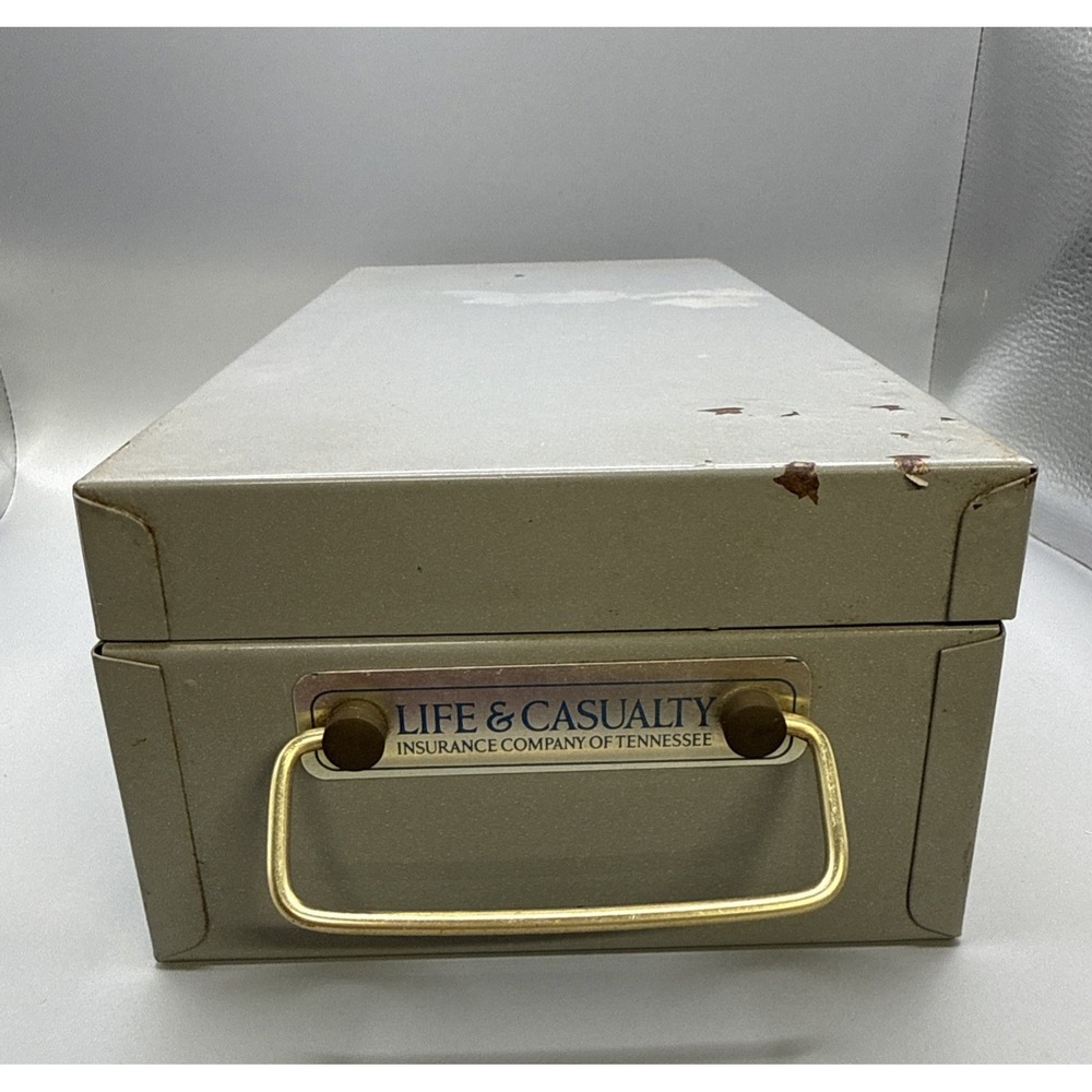Authentic Piece Of Mid-century Corporate History Life & Casualty Metal Box